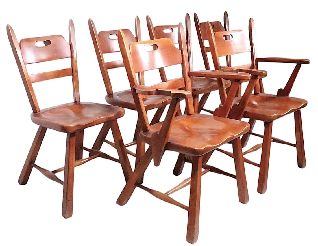 Set of Six Herman DeVries Cushman Colonial Dining Chairs With Early Metal Tag - 12