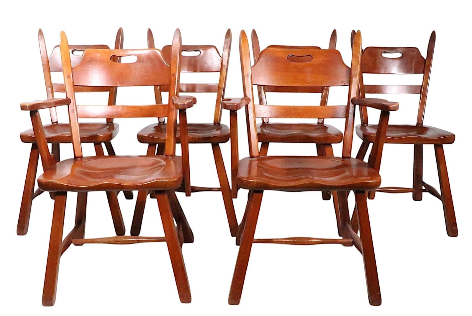 Set of Six Herman DeVries Cushman Colonial Dining Chairs With Early Metal Tag - 4
