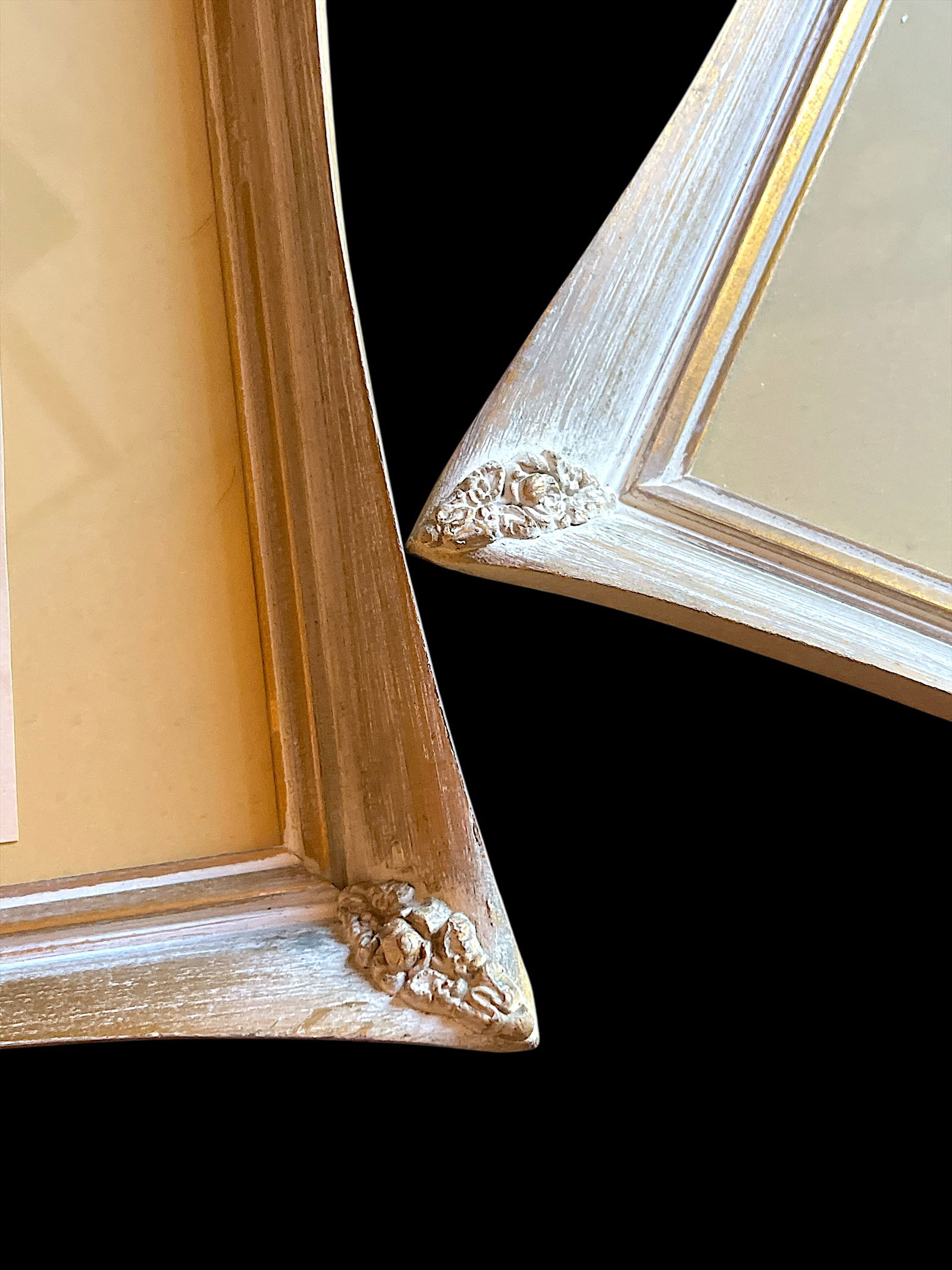 Pair of 1940s Old Florida Black & White Photographs in White Washed Pickled Gilt Frames and Ochre Ma - 6