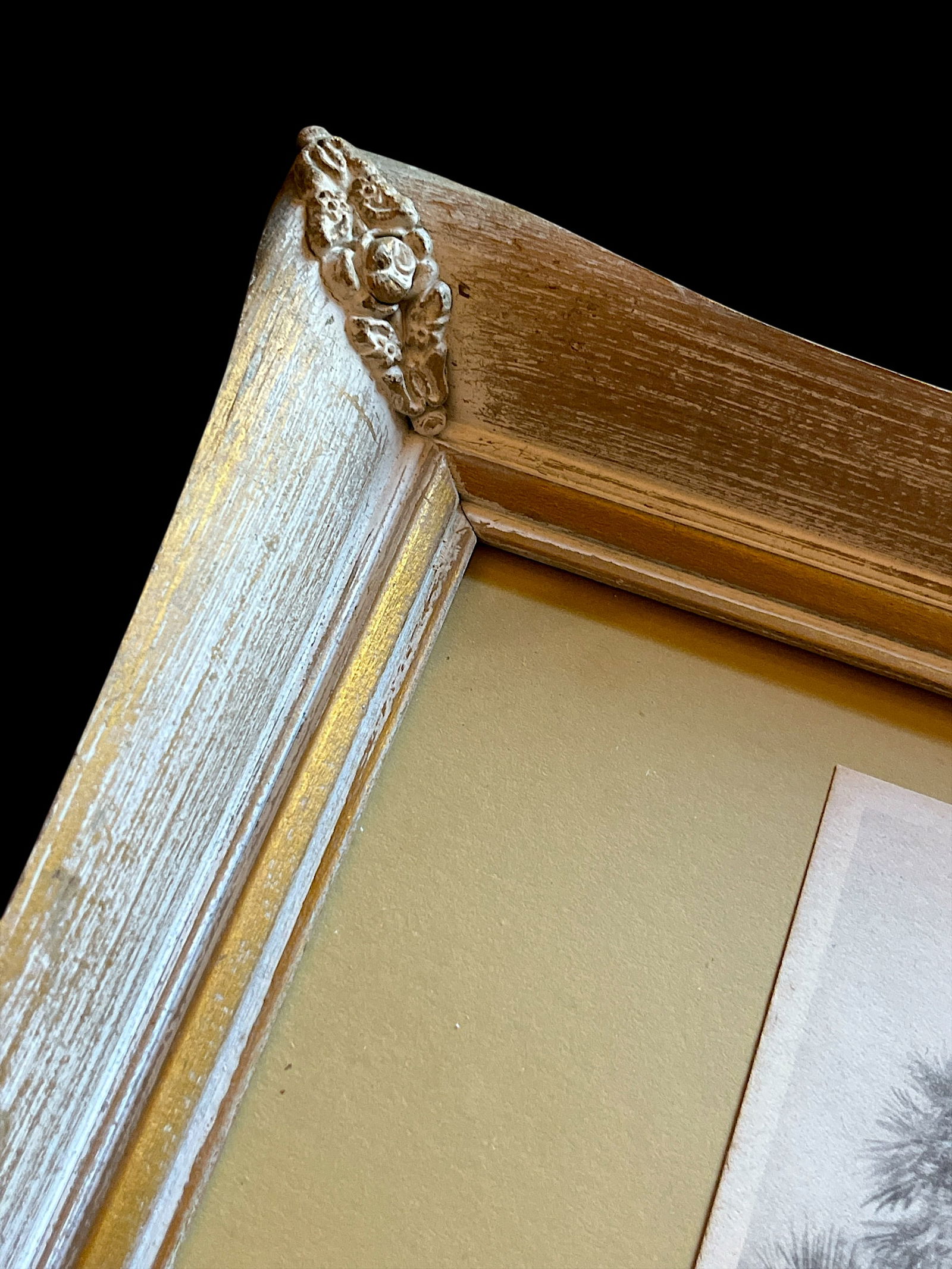 Pair of 1940s Old Florida Black & White Photographs in White Washed Pickled Gilt Frames and Ochre Ma - 7