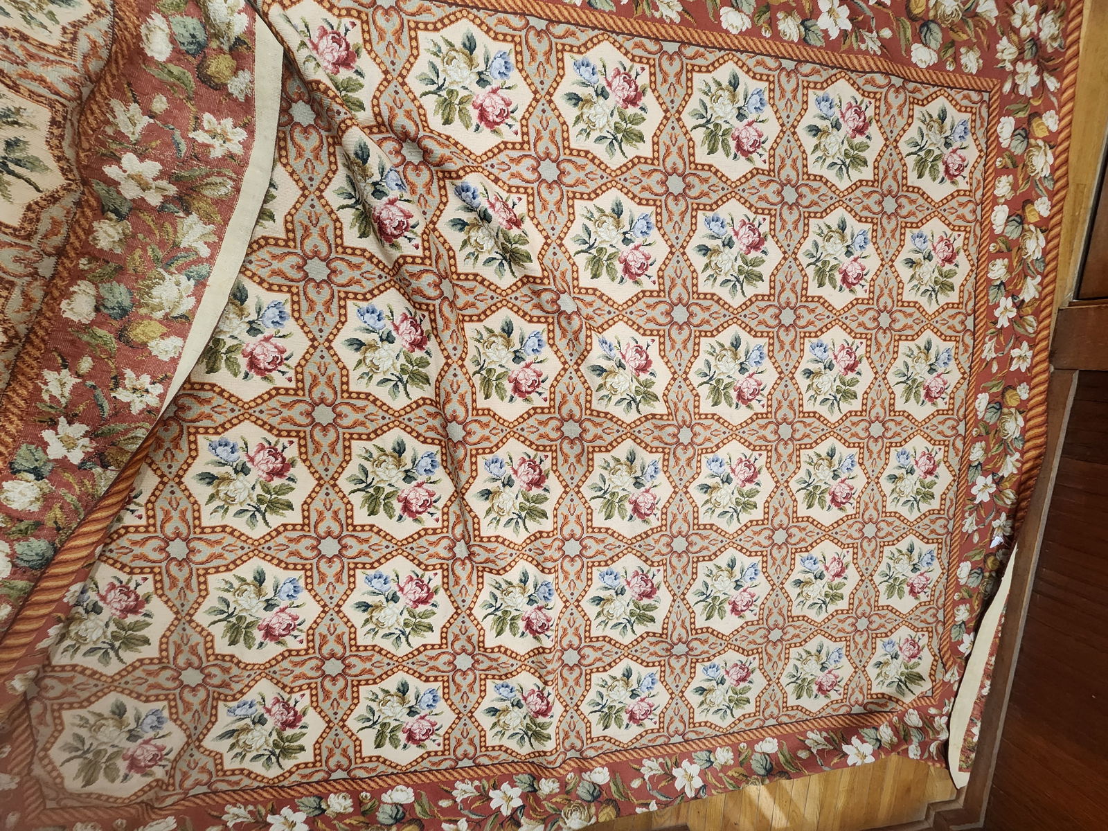 Beautiful Floral Panel Needlepoint Rug 8x10 - 2