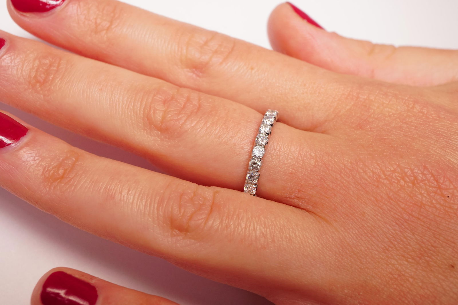 1.50 Carat Brilliant Round Diamond French Cut Eternity Band, Size 5.25 - 3