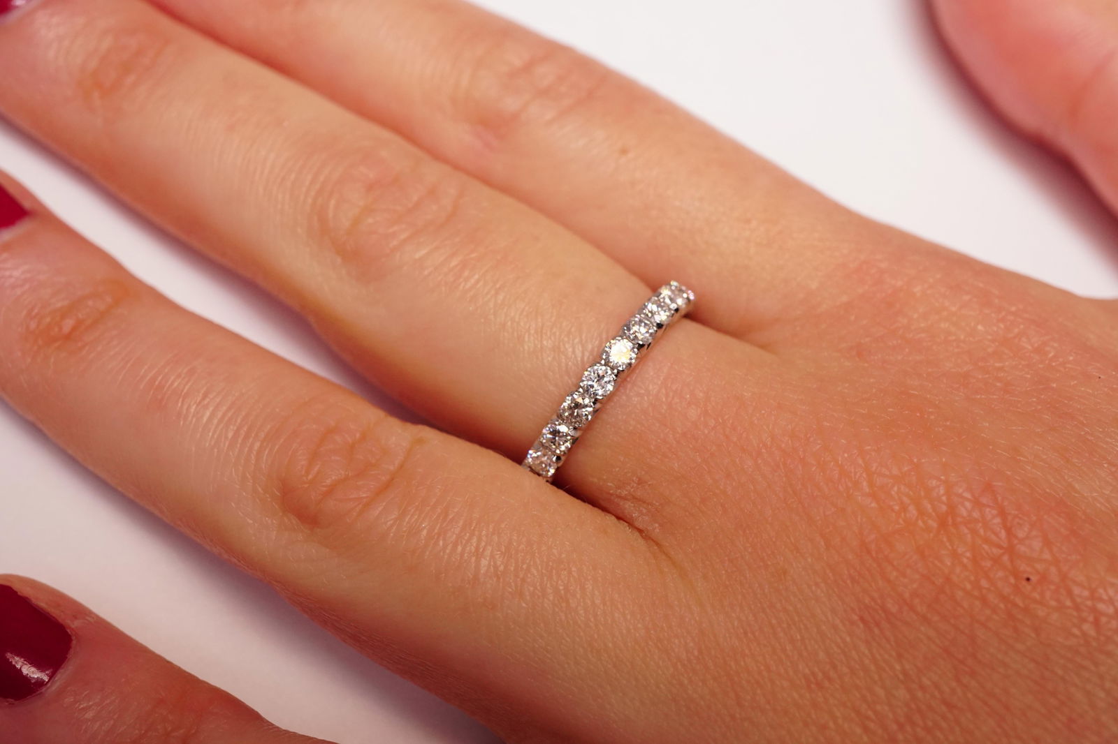 1.50 Carat Brilliant Round Diamond French Cut Eternity Band, Size 5.25 - 4