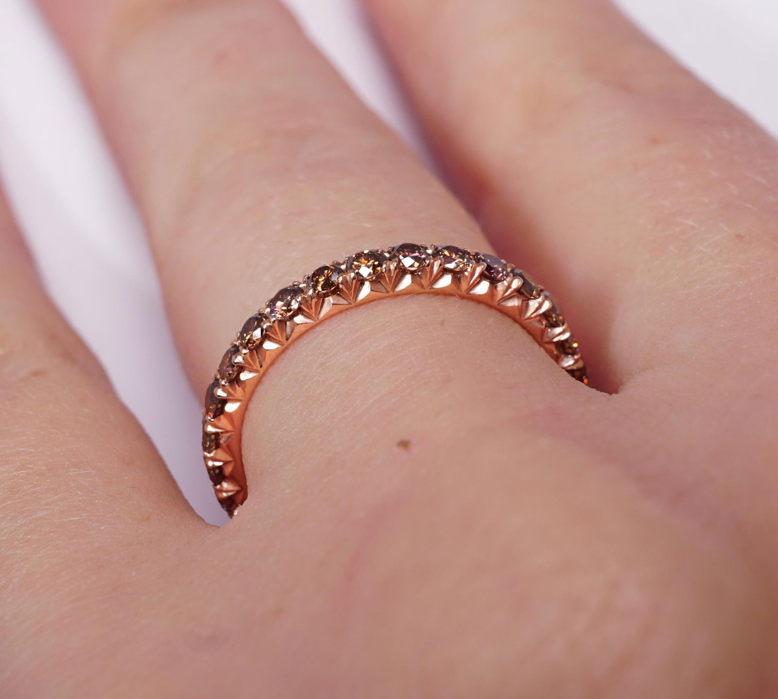 1.10 Carat Micro-Pave Fall Colors Diamond Eternity Wedding Band In Rose Gold - 3