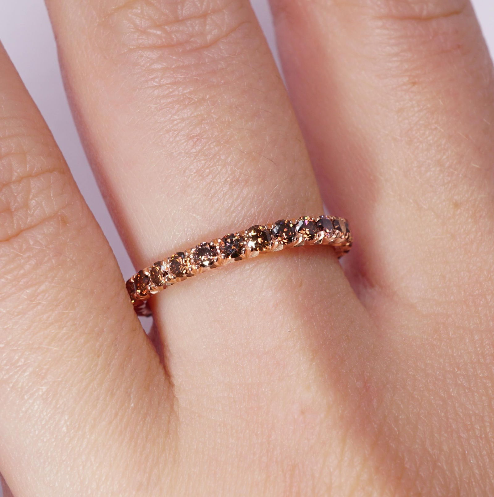 1.10 Carat Micro-Pave Fall Colors Diamond Eternity Wedding Band In Rose Gold - 4