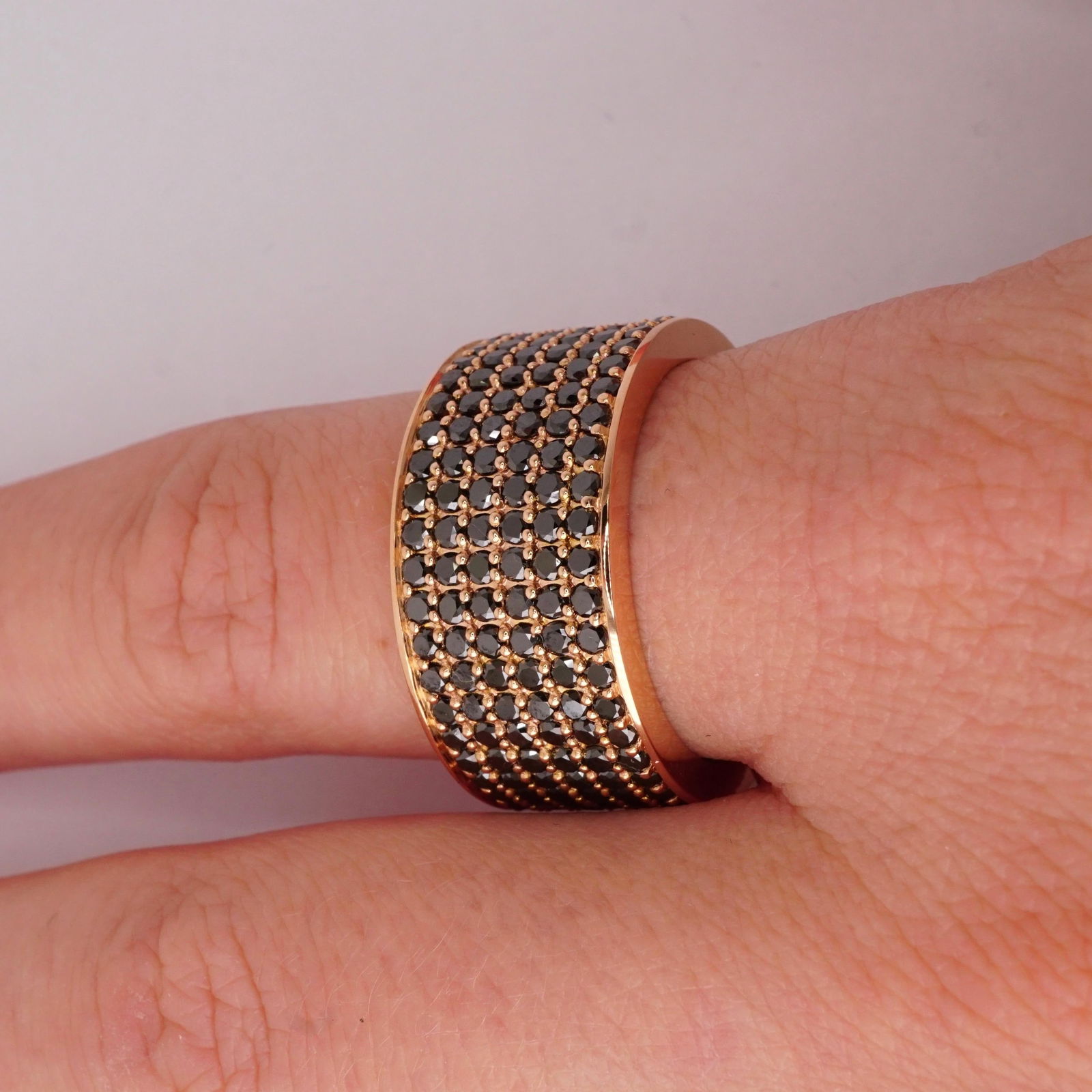 4.50 Carat Black Diamond Micro Pave Eternity Band in 14 Karat Rose Gold - 3