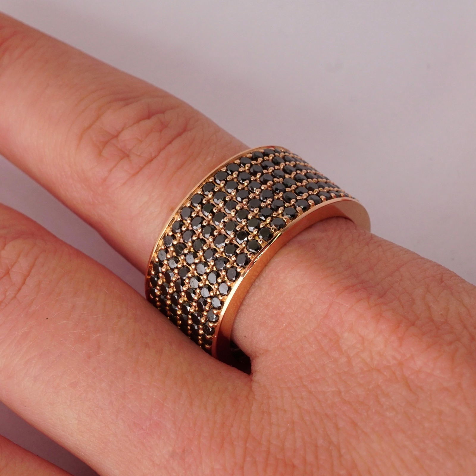 4.50 Carat Black Diamond Micro Pave Eternity Band in 14 Karat Rose Gold - 5
