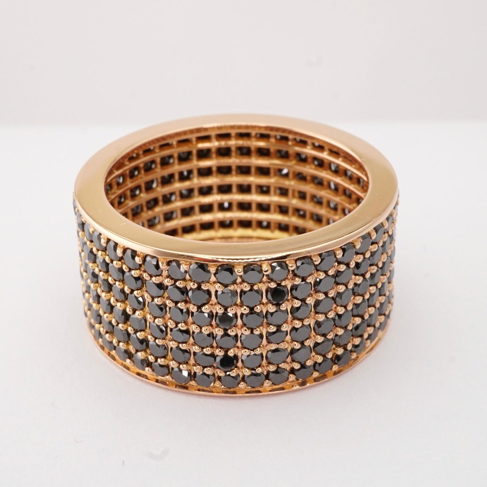 4.50 Carat Black Diamond Micro Pave Eternity Band in 14 Karat Rose Gold - 6