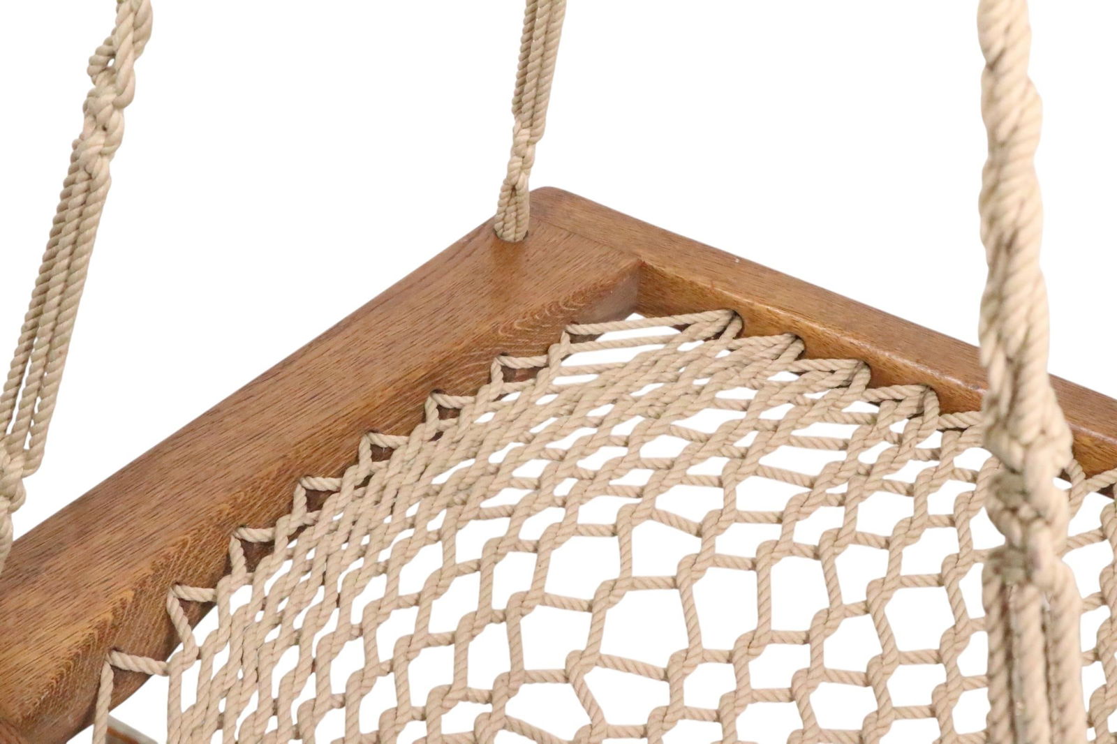 Oak and Rope Hanging Chair by Twin Oaks Hammocks - 9