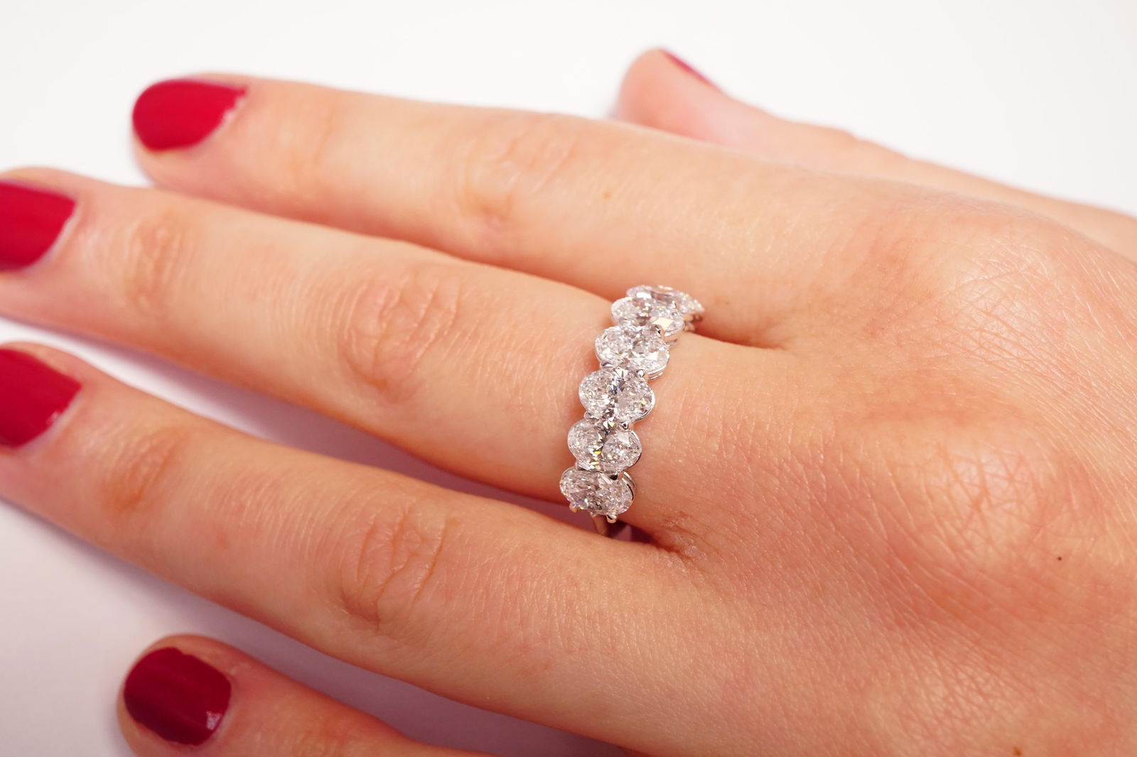 2.10 Carat Oval Brilliant Cut Diamond Band in 14K White Gold - 2