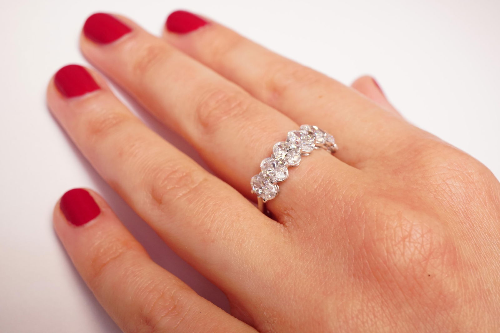 2.10 Carat Oval Brilliant Cut Diamond Band in 14K White Gold - 3