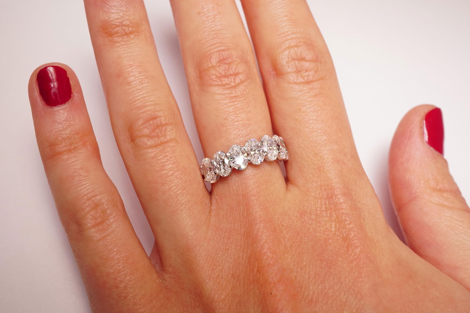 2.10 Carat Oval Brilliant Cut Diamond Band in 14K White Gold - 4