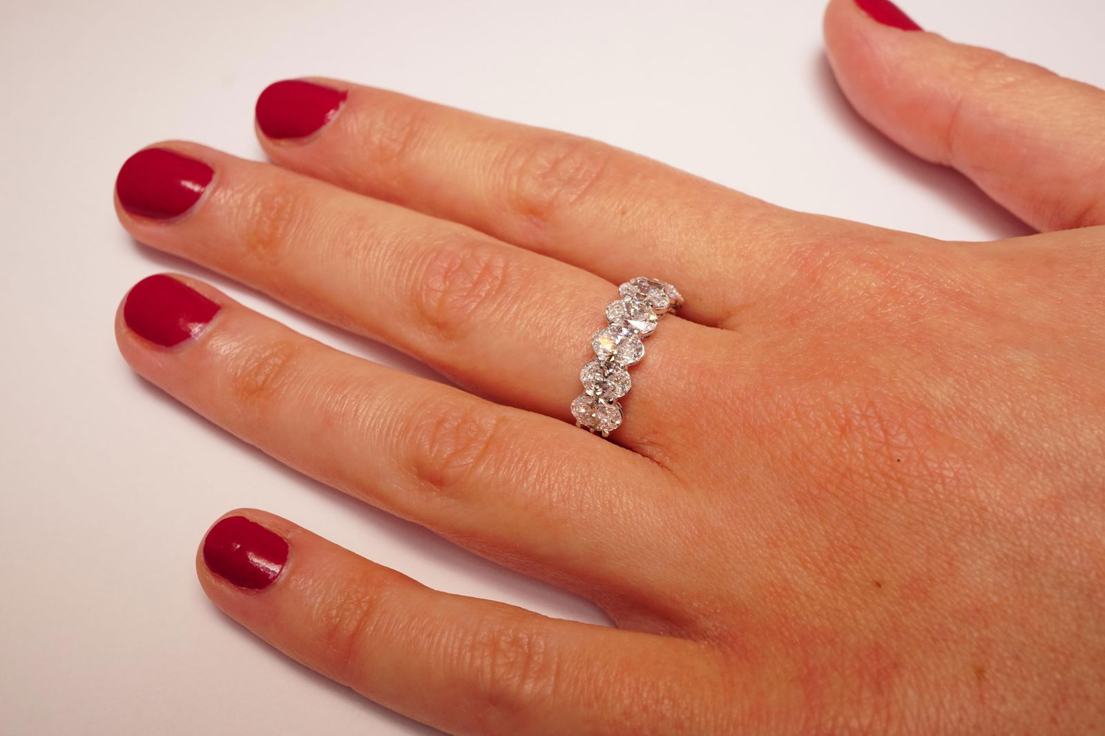 2.10 Carat Oval Brilliant Cut Diamond Band in 14K White Gold - 5