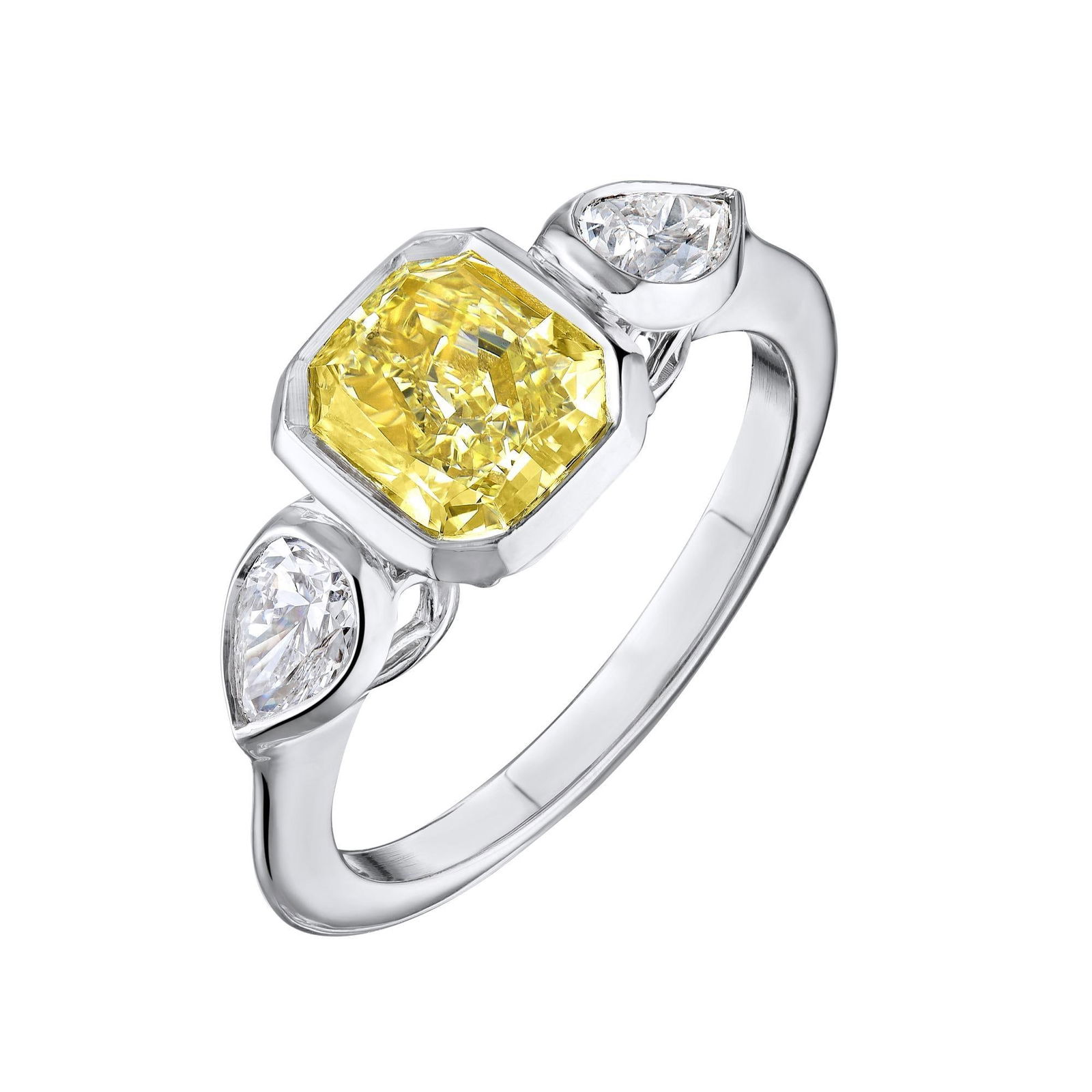 GIA Certified 1.63 Ct Radiant Fancy Light Yellow Diamond Engagement Ring - 2