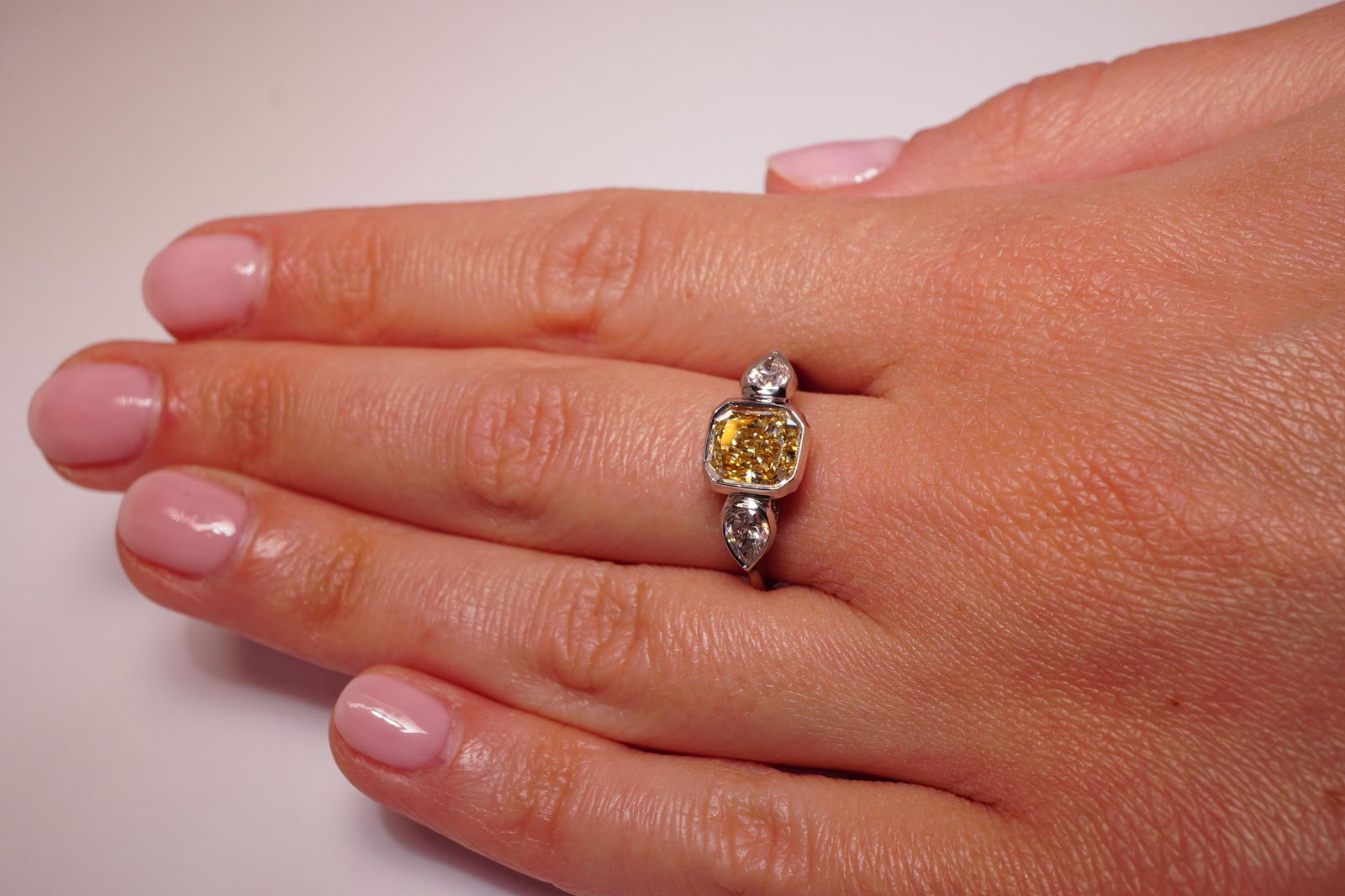 GIA Certified 1.63 Ct Radiant Fancy Light Yellow Diamond Engagement Ring - 4