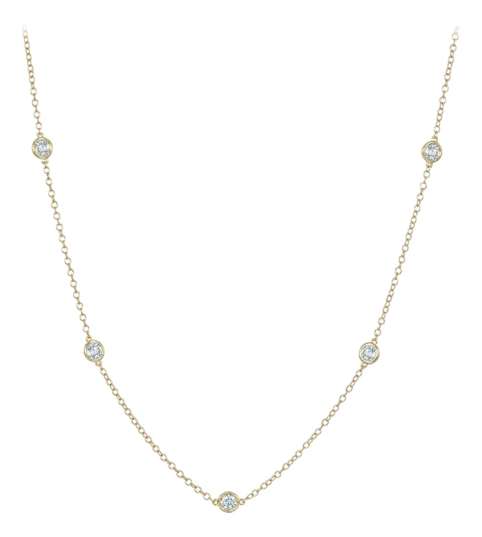 1 Carat Round Diamond by Yard Necklace Set in 14 Karat Yellow Gold (1 of 4)