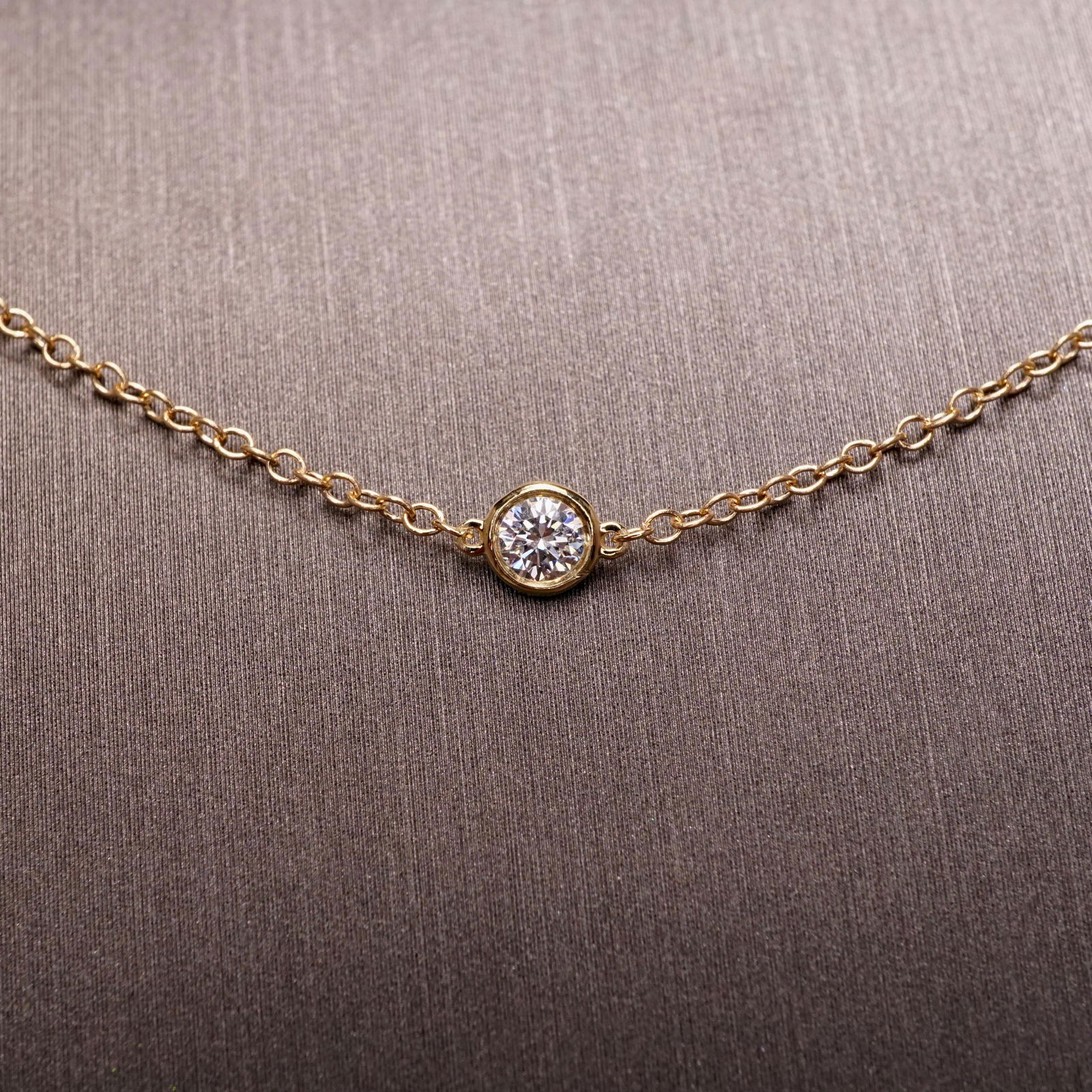 1 Carat Round Diamond by Yard Necklace Set in 14 Karat Yellow Gold - 4