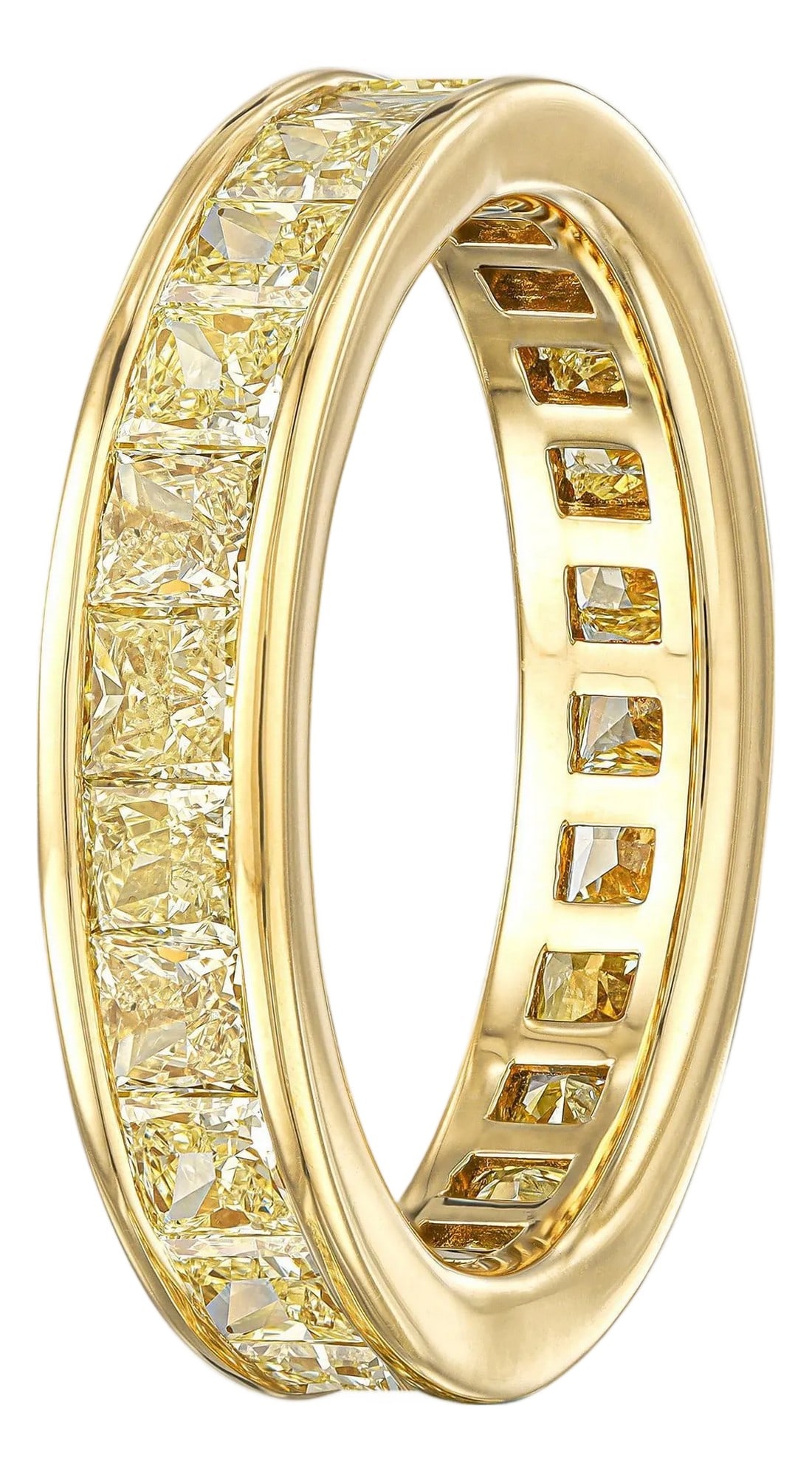 3.25 Carat Fancy Yellow Square Radiant Diamond Eternity Band, Size 5.75 (1 of 4)