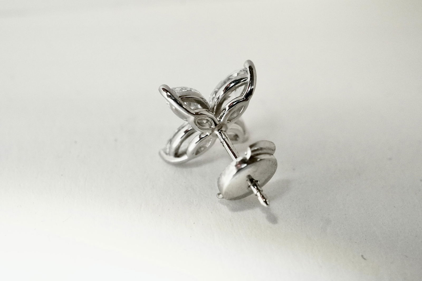 Marquise Cut Diamond Flower Platinum Stud Earrings 1.62 Carat - 5