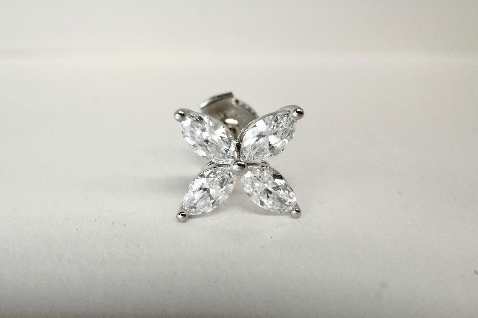 Marquise Cut Diamond Flower Platinum Stud Earrings 1.62 Carat - 7