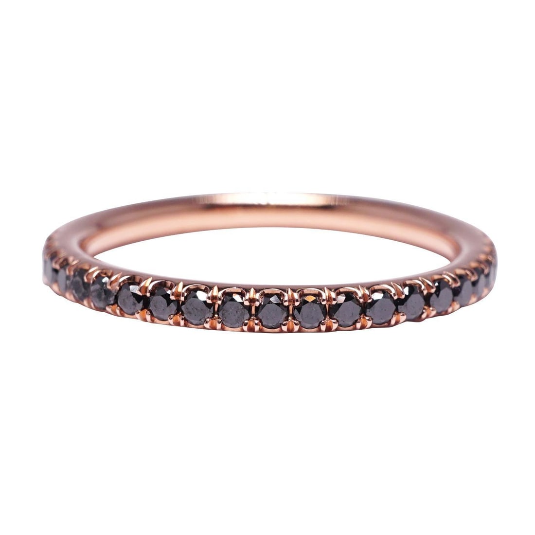 Micro Pave Black Diamond .50 Carat Eternity Wedding Band in Rose Gold, Size 6 - 4