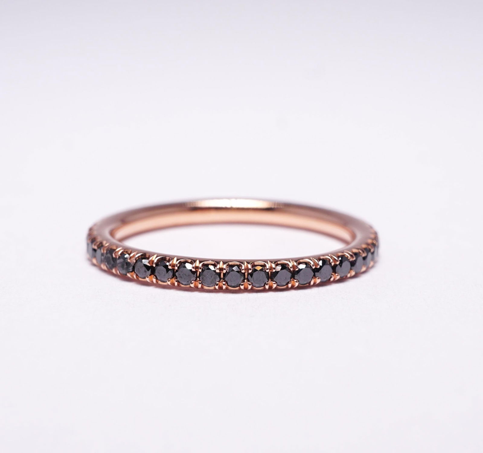 Micro Pave Black Diamond .50 Carat Eternity Wedding Band in Rose Gold, Size 6 - 5