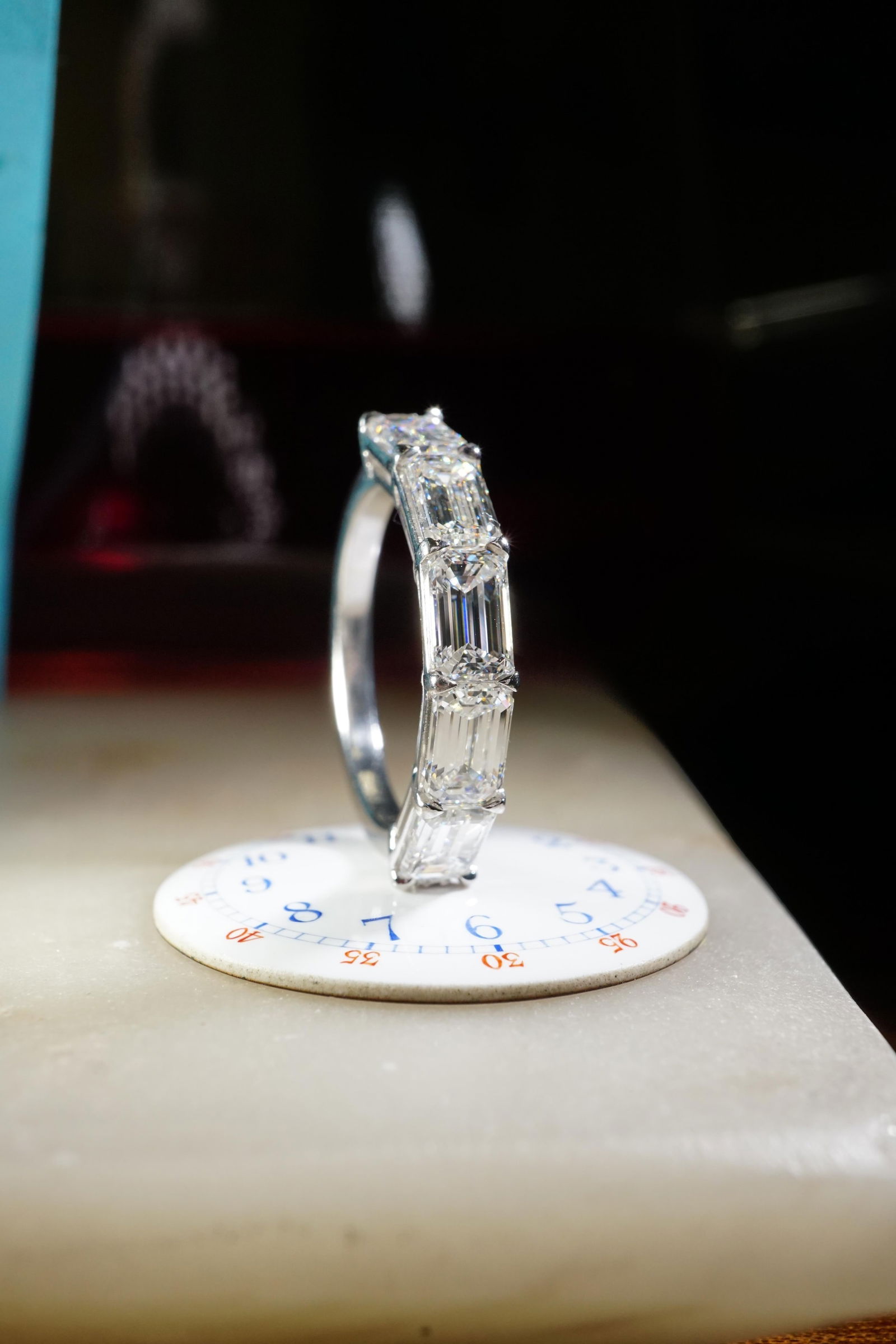 GIA 2.50 Carat East-West Emerald Cut Diamond Band Ring In 14K White Gold, Size 6 - 2