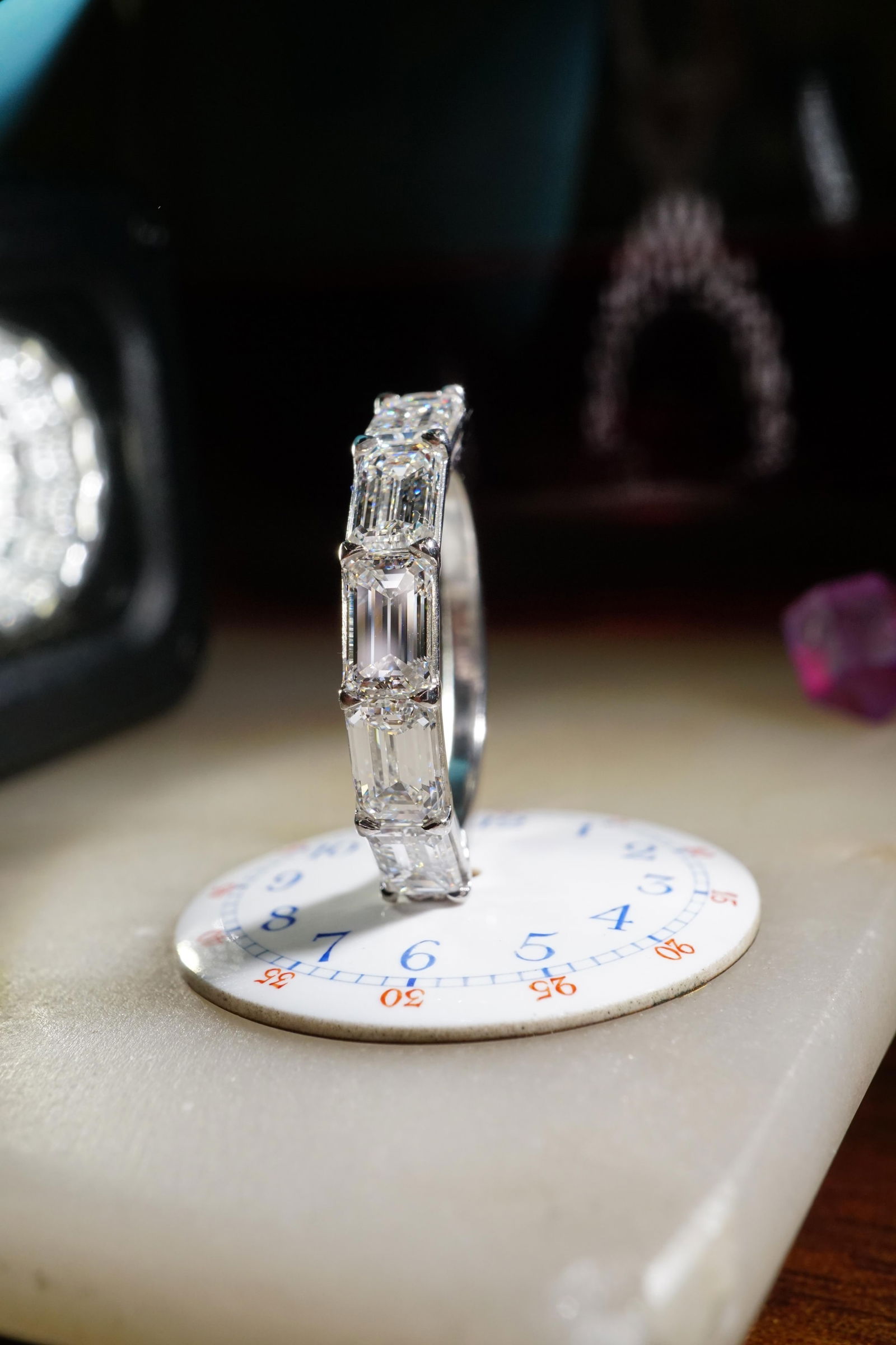 GIA 2.50 Carat East-West Emerald Cut Diamond Band Ring In 14K White Gold, Size 6 - 3