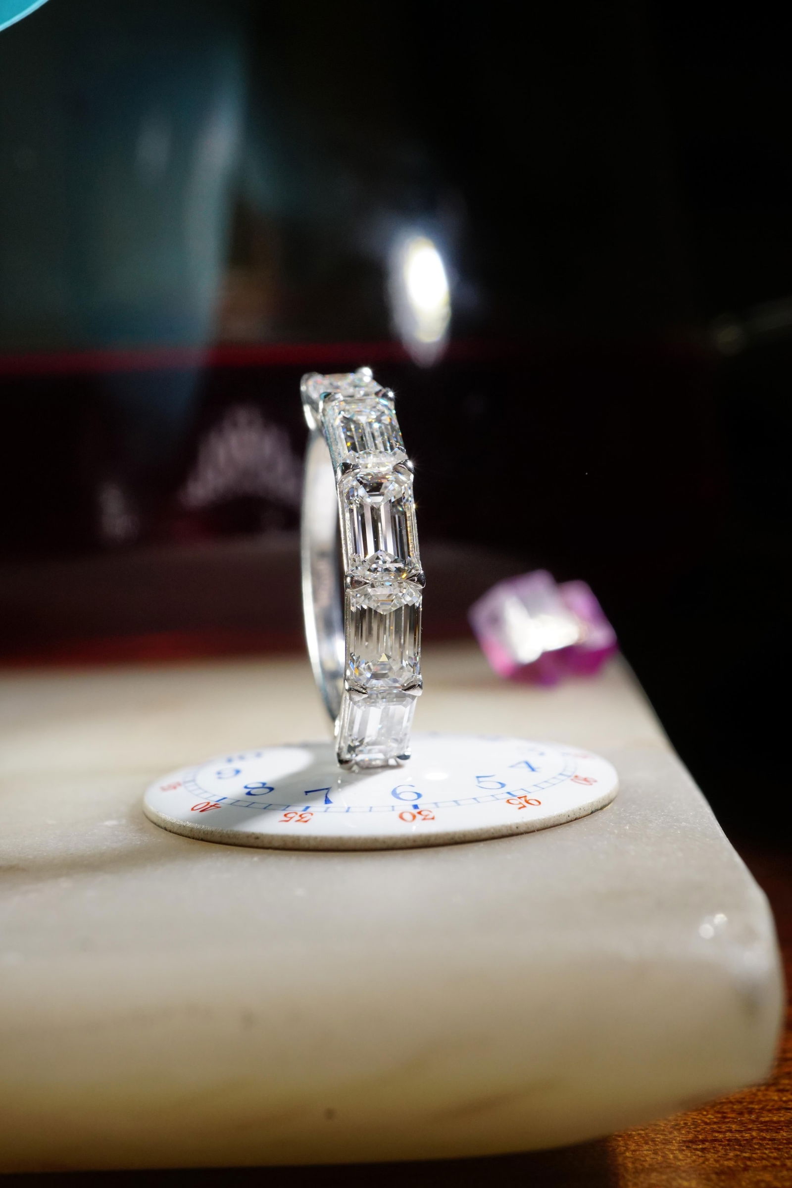 GIA 2.50 Carat East-West Emerald Cut Diamond Band Ring In 14K White Gold, Size 6 - 4