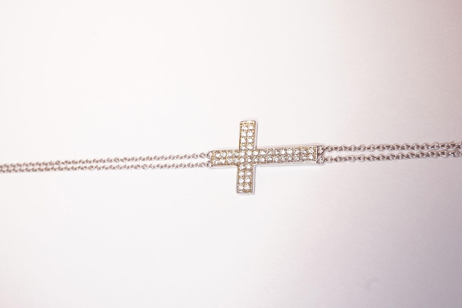 Diamond Cross Bracelet in 14K White Gold - 4