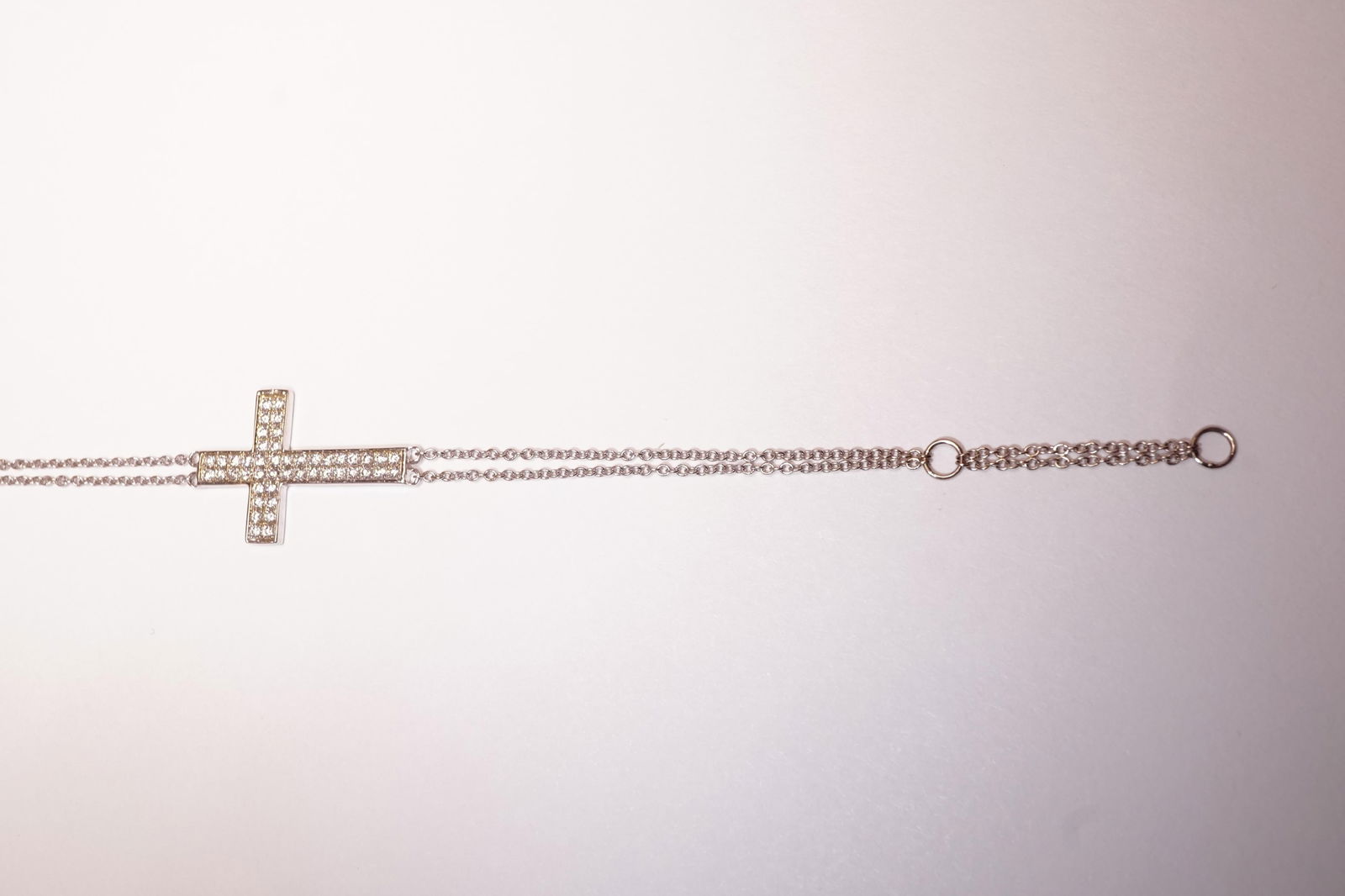 Diamond Cross Bracelet in 14K White Gold - 5