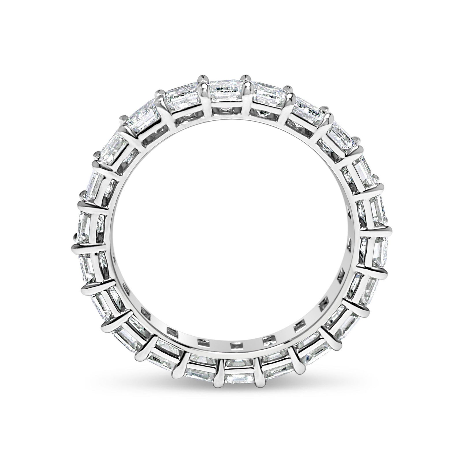 3.80 Carat Emerald Cut Diamond Wedding Eternity Band In Platinum, Size 5.5 - 2