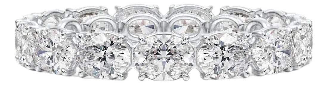 Oval Diamonds East West setting, Size 3: This ring features 15 Oval diamonds set East - West style in a platinum setting. Total carat weight - 2.70 carats approximately. The diamonds are EF color and VS1- SI1 clarity. Proudly crafted by