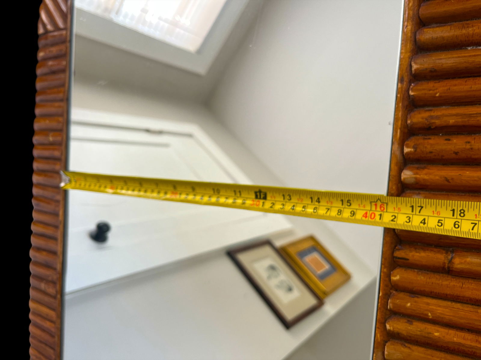 Vintage 1970s Sculptural Bent Split Reed Wood Coffee Table With Mirrored Center "” In the - 11