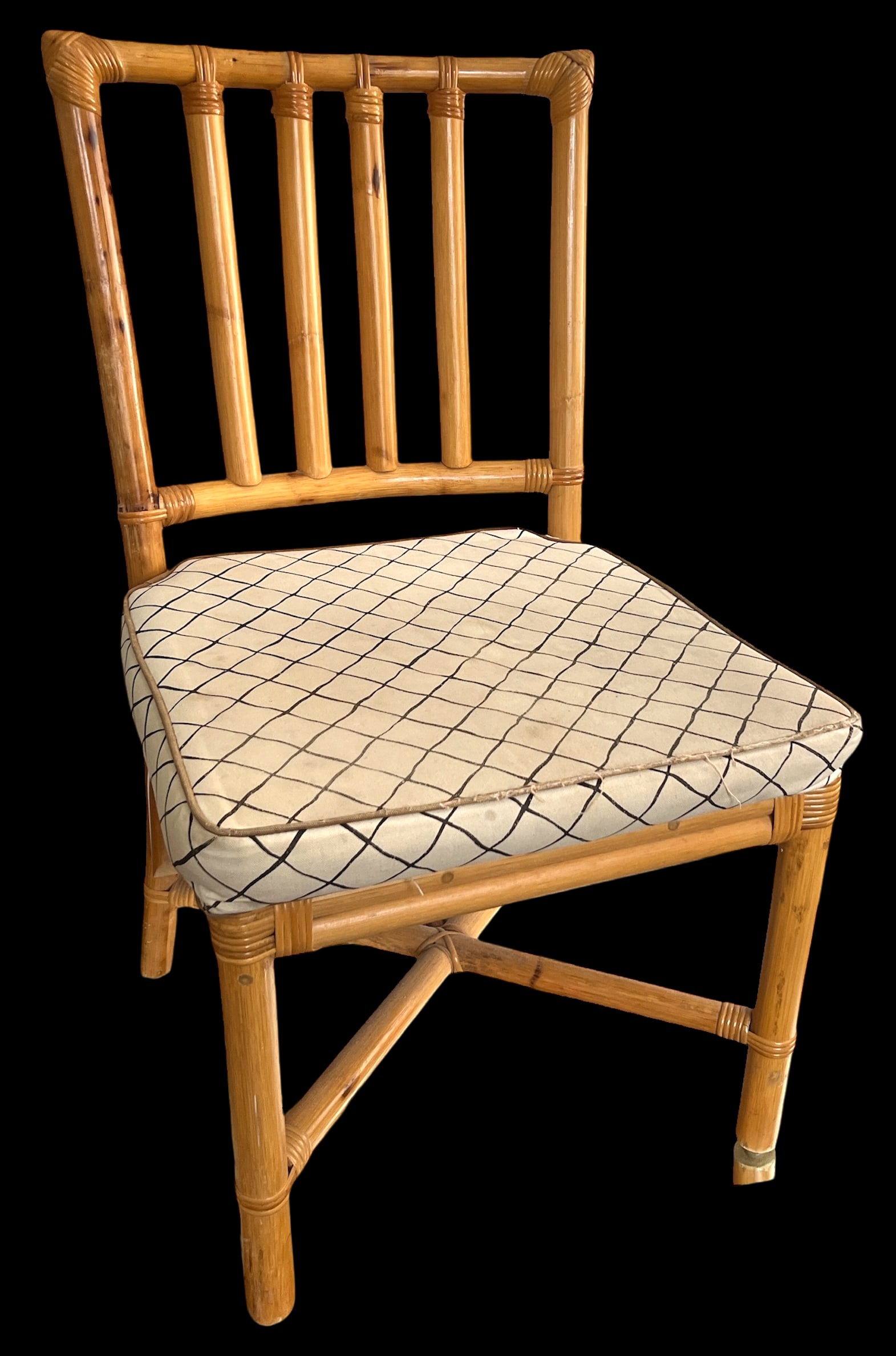 1970s Chinese Chippendale Bamboo Side Chair With Cushioned Seat - 2