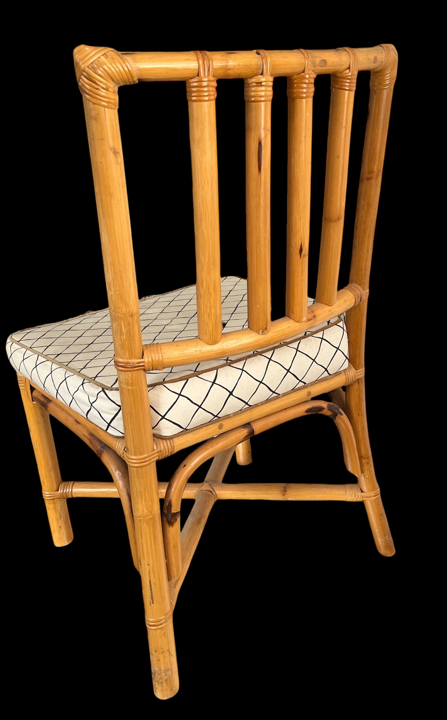 1970s Chinese Chippendale Bamboo Side Chair With Cushioned Seat - 4