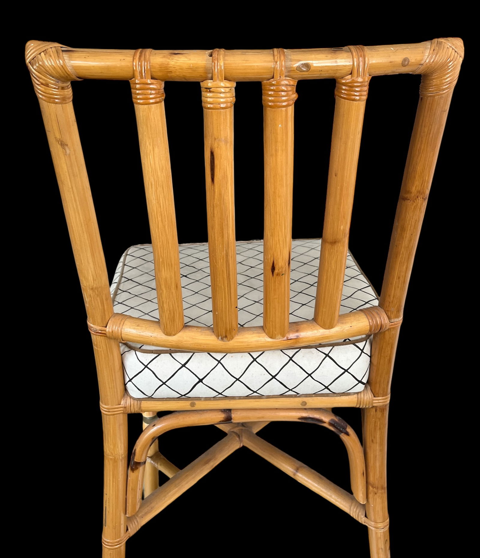 1970s Chinese Chippendale Bamboo Side Chair With Cushioned Seat - 5