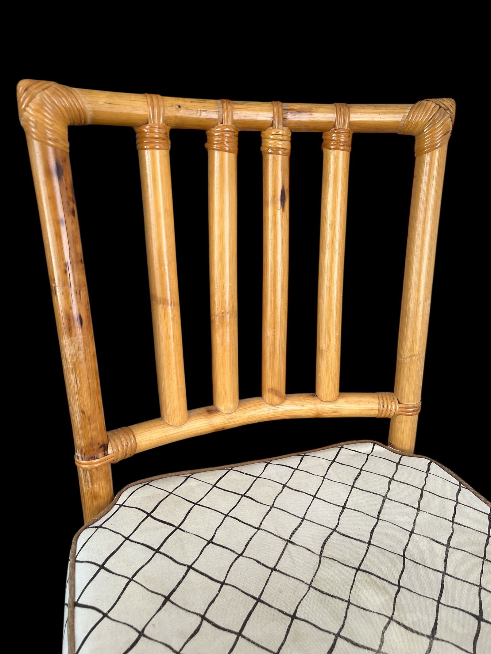 1970s Chinese Chippendale Bamboo Side Chair With Cushioned Seat - 6