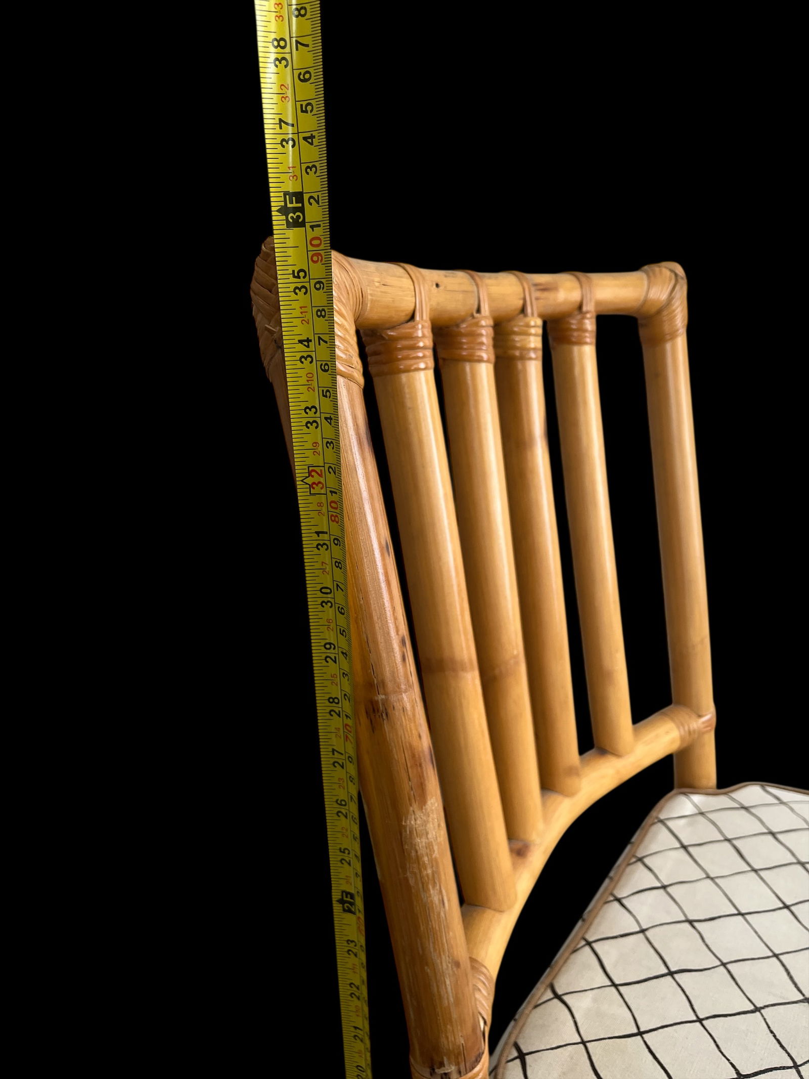 1970s Chinese Chippendale Bamboo Side Chair With Cushioned Seat - 7