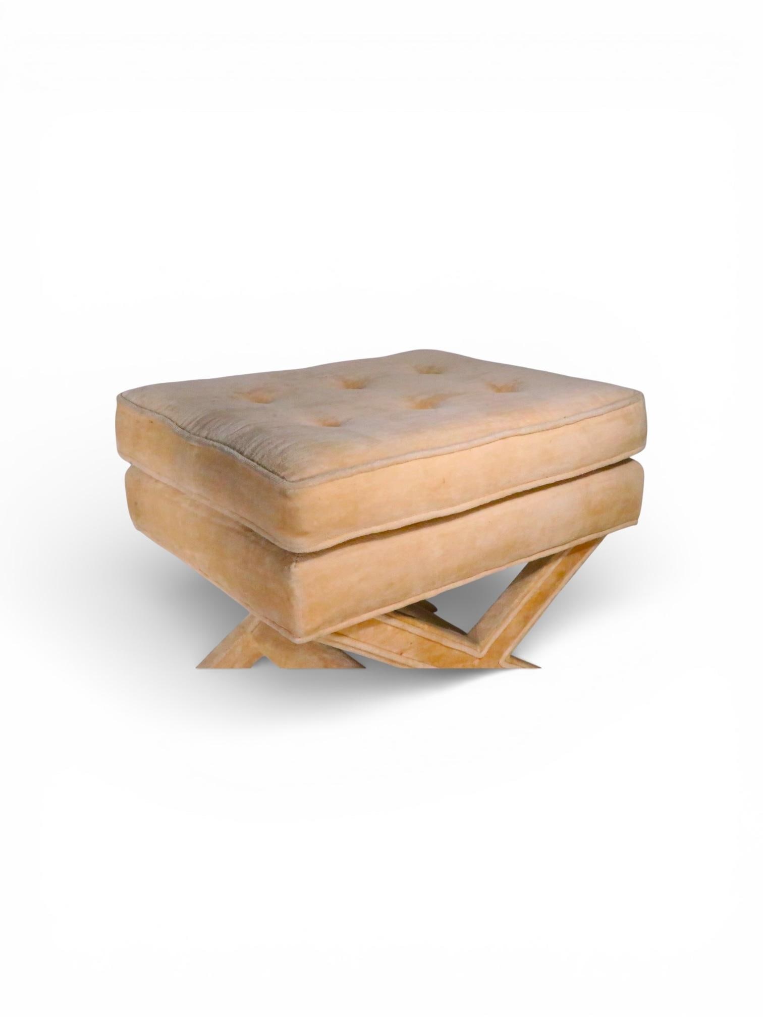 Mid 20th Century Hollywood Regency Stool Upholstered Ottoman - 3