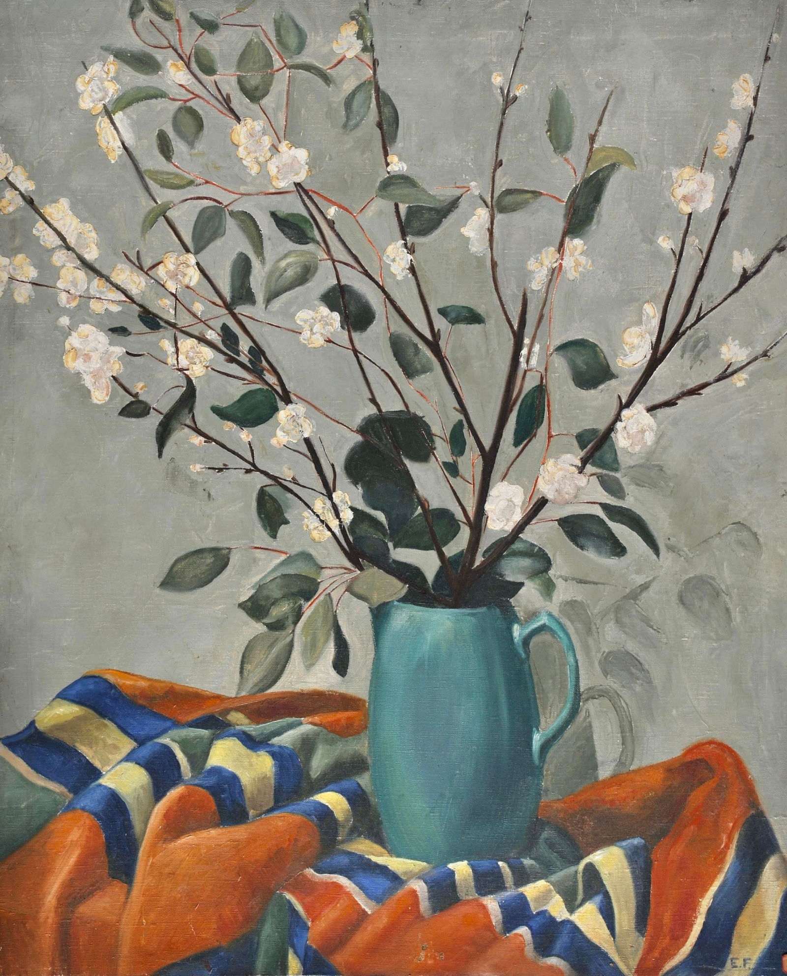 Original 1940's "Still Life With Cherry Blossoms"-Signed - 3