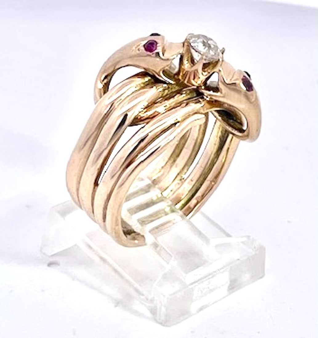 1950s Double Snake Ring Lovers Knot - 11