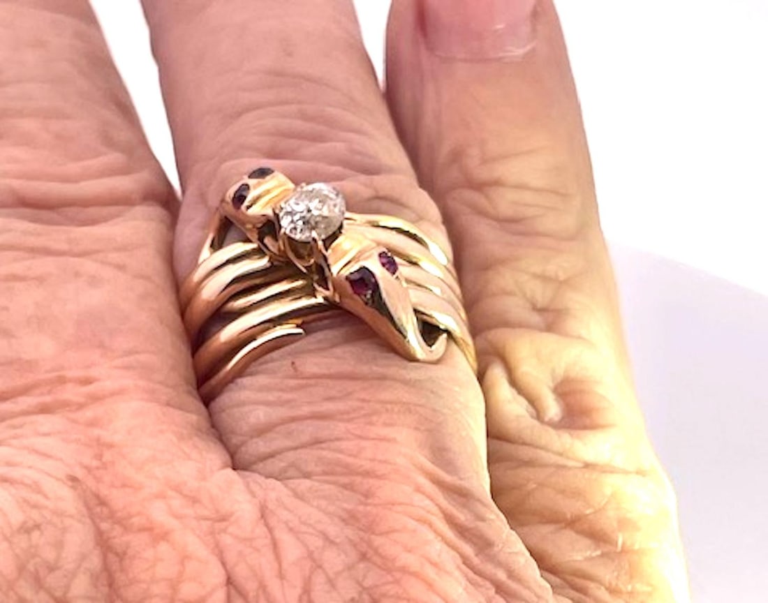 1950s Double Snake Ring Lovers Knot - 12