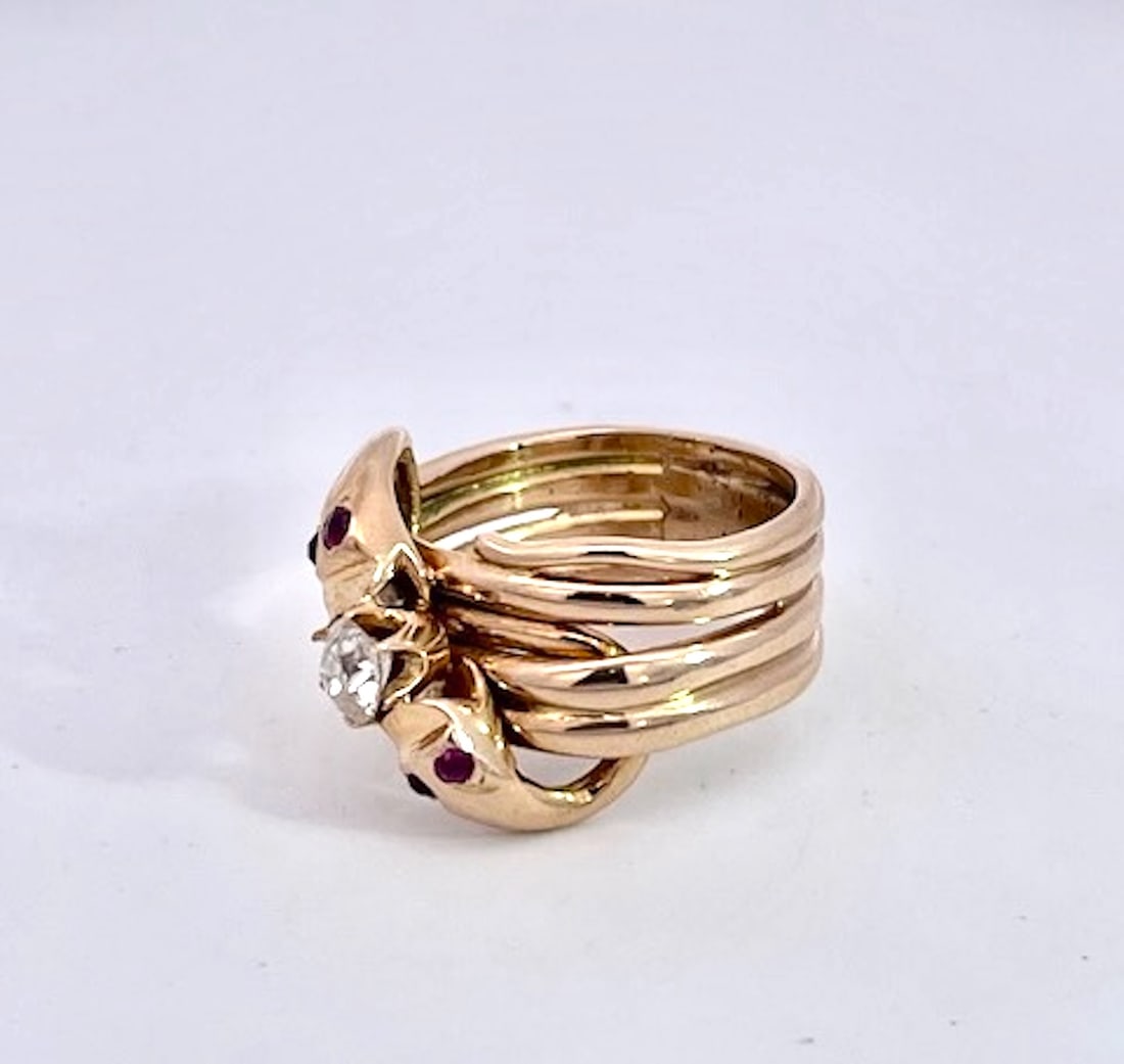 1950s Double Snake Ring Lovers Knot - 14