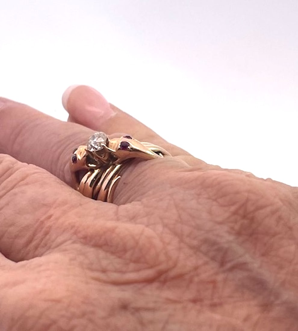 1950s Double Snake Ring Lovers Knot - 4