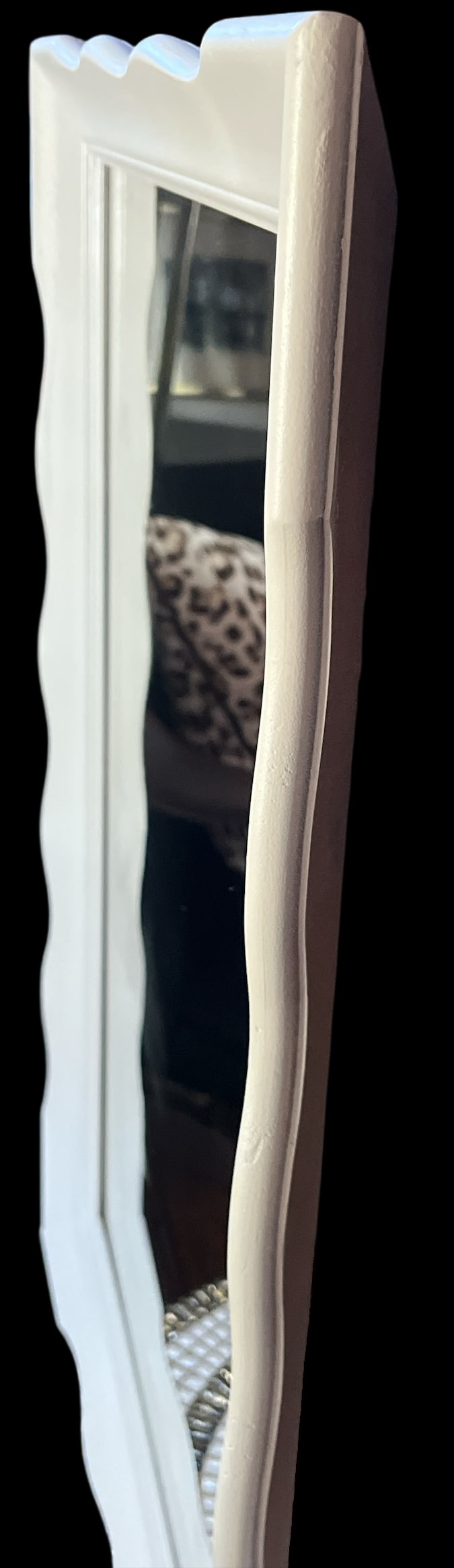 Vintage Scalloped White Solid Wood Mirror by Hamilton of Indiana 27" H X 19.5" W - 6