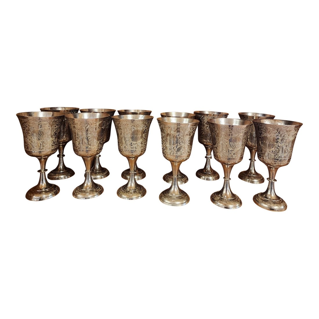 1970s Set if 12 Silver Plate Wine Goblets (1 of 6)