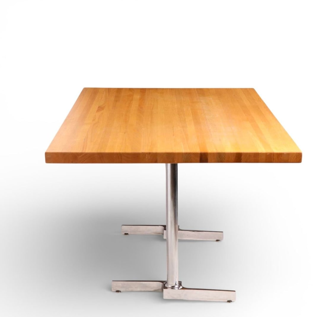 Mid 20th Century Mod Postmodern Oak and Chrome Cafe Dining Table - 4