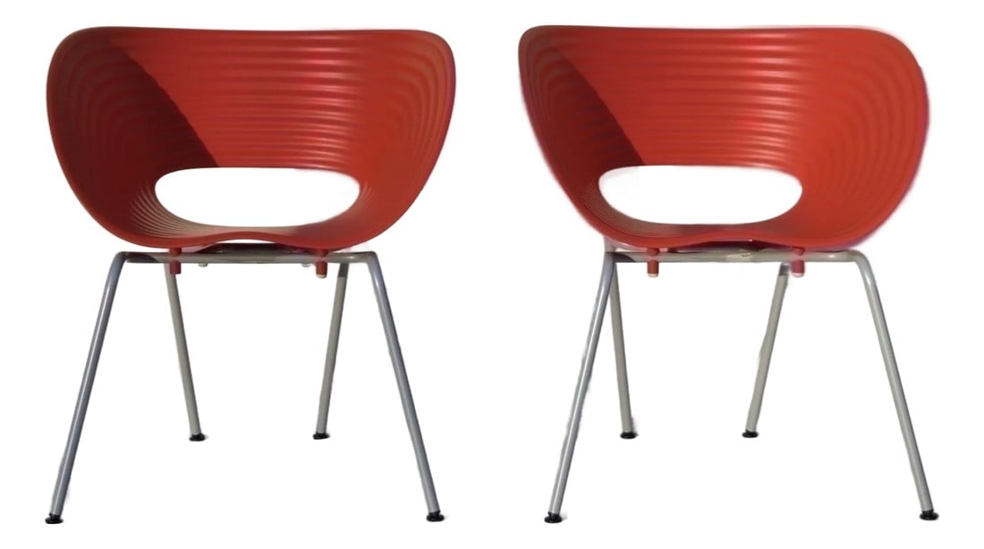 Pair of Vitra "Tom Vac" Chairs by Ron Arad, Red (1 of 5)