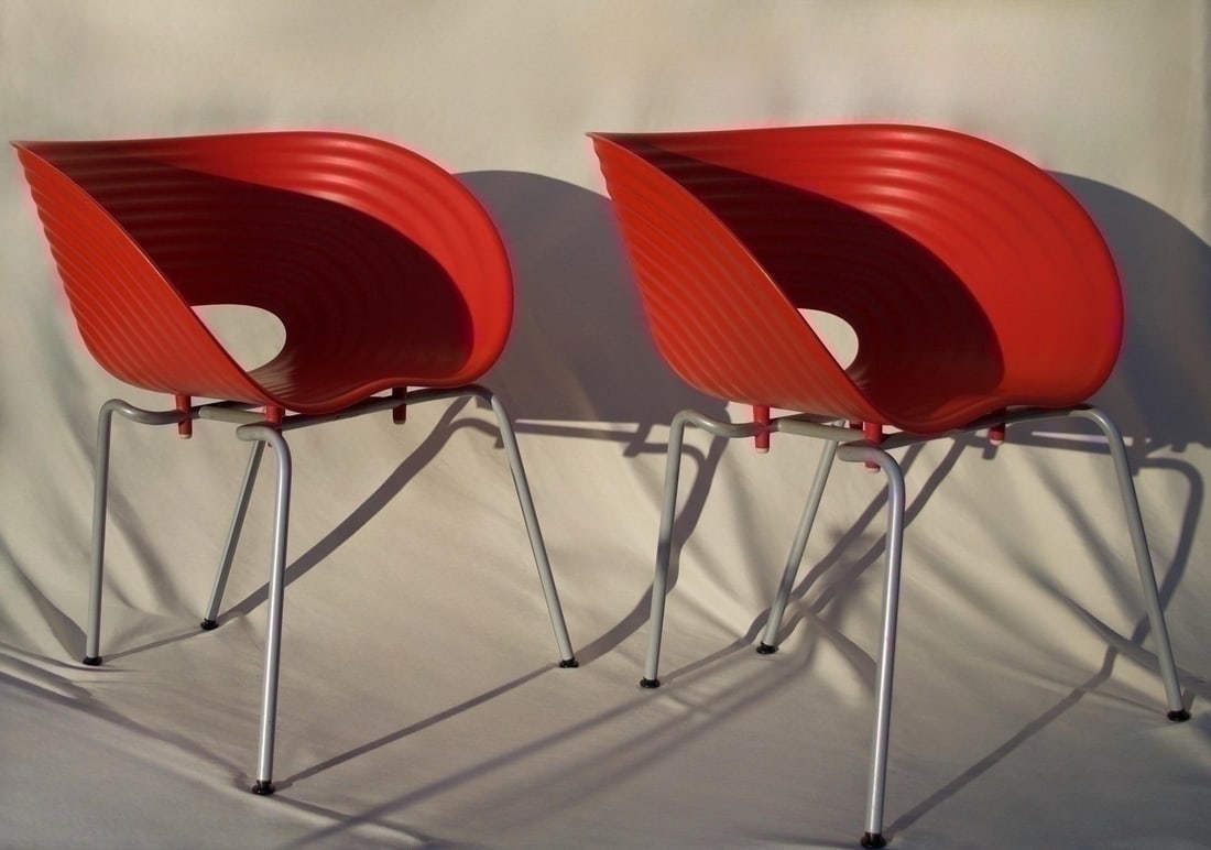 Pair of Vitra "Tom Vac" Chairs by Ron Arad, Red - 2